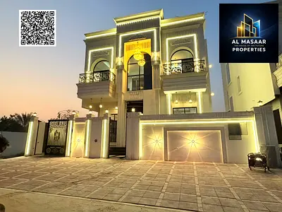 Luxury villa, prime location, mall behind the villa, garden in front of the villa, registration fees included, two floors and a roof