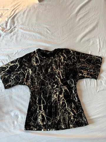 Zara Black marble print short-sleeve t-shirt, women’s size M