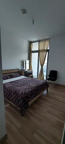 Used Queen double bed frame with IKEA mattress in good condition (wood finish) 160 x 200