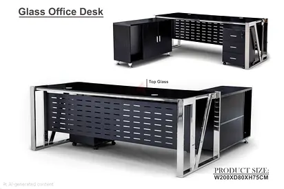 Manager L shape tempered glass table