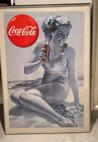 Coca-Cola retro poster in Aluminum frame. Size: 100cmX80cm