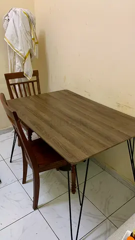 Wooden Top Dining Table with Metal Hairpin Legs - Good Condition