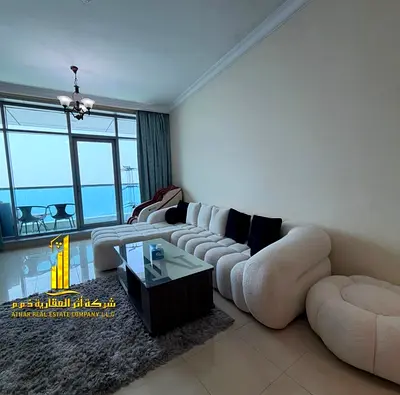 شقة فاخرة غرفتين وصالة اطلالة بحرية كاملة بعجمان - الكورنيش - ابراج الريزيدنس - مفروشة للايجار الشهرى