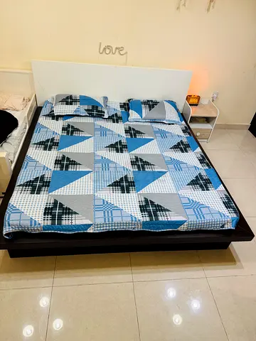 Double bed frame with headboard and mattress set & dressing table good condition