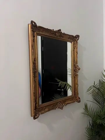 Ornate Gold Framed Wall Mirror - Vintage Style, Good Condition