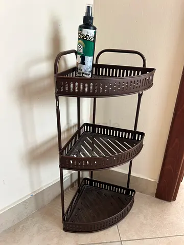 3-Tier Metal Corner Shelf Unit - Brown, Good Condition