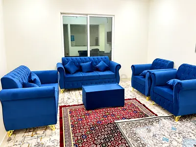 We are selling all the brand new 7 seater sofa blue color you can get