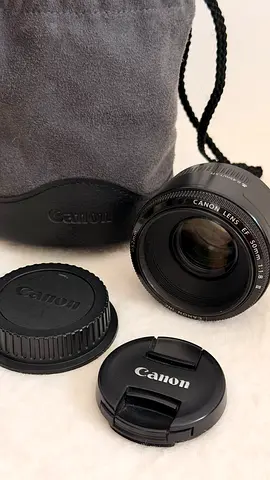 Canon 50mm f/1.8 II Lens + Caps & Pouch – Good Condition