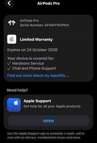Apple AirPods Pro (with Active Warranty until Oct 24, 2026)