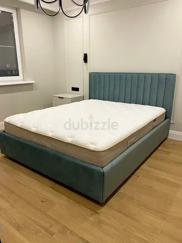 Upholstered Platform Bed with Headboard and Mattress