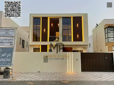 فيلا عائلية فاخرة للبيع في الزهية – عجمان، تصميم عصري ومساحات واسعة تضم 4 غرف ماستر ومجلس وغرفتي معيشة، مباشرة من المالك وبخصم مميز للعميل الكاش.
