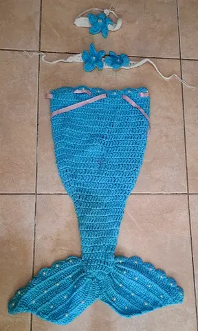 Crochet Mermaid Tail Costume with Headband and Accessories