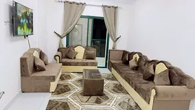 Two-bedroom apartment with a living room, furnished with clean furniture, in Ajman, Al Rashidiya 2, 