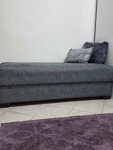 Grey fabric 2-seater sofa ottoman with Storage