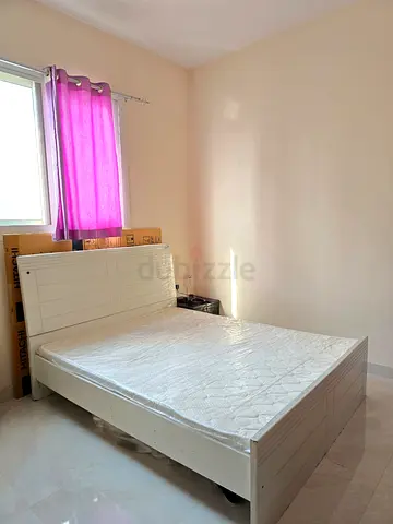 White Wooden Double Bed Frame with Mattress - Good Condition