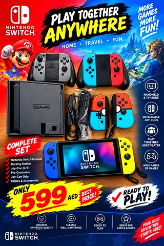 Nintendo Switch Complete Set with Dock, Joy‑Cons & Accessories - Ready to Play
