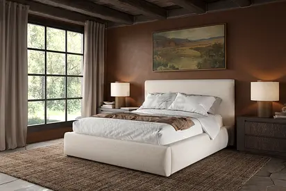 Cream velvet queen size thick bed frame