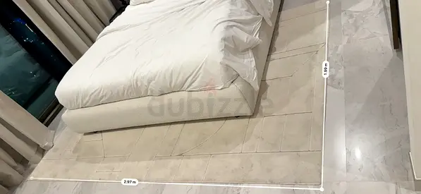King size upholstered bed frame  - cream