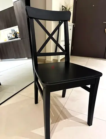 Ikea Solid Black Wooden Dining Chair with X-Back —very Good Condition