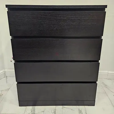 Black 4-Drawer Chest / Dresser - Compact Wooden Storage