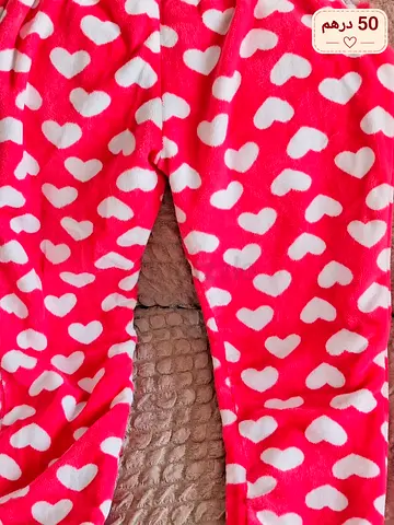Girls red heart print fleece pajama pants - Size small