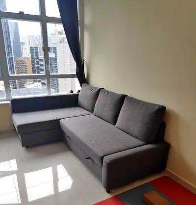 Gray L-shaped Sofa Bed with Storage - Compact Corner Couch