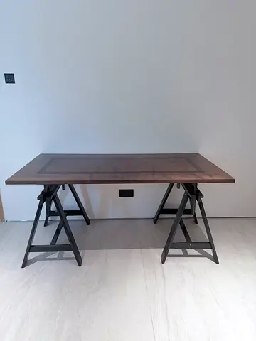 Solid Wood Folding Dining Table with Metal Legs - Compact & Sturdy with adjustable legs