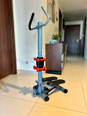 Compact Home Fitness Stepper with Handlebar & Dumbbells