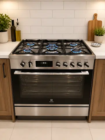 Electrolux 5 Burners Top Gas Oven Electric Digital Cooking Range Latest Version 90cm