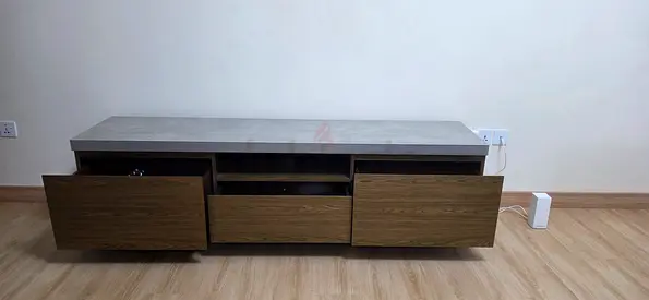 Low-profile TV Entertainment Unit / Media Console - Wood Finish