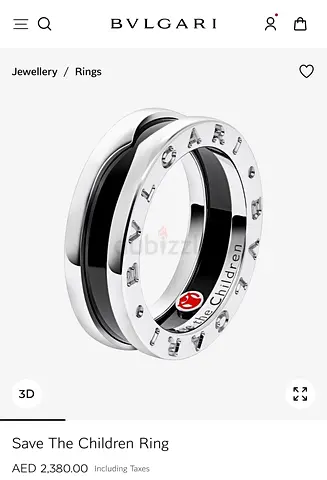 Bvlgari Save the Children one-band sterling silver ring with black ceramic