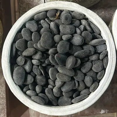 Decorative Smooth Black River Pebbles - 5kg Pot