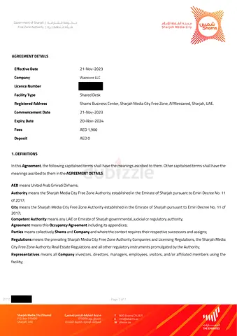 Shams Free Zone LLC for sale – IT & e-commerce activities, 2 visa quota, active bank account (2023)