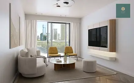شقة مفروشة بغرفتي نوم | إطلالة على وسط المدينة | Lume Residences JVC