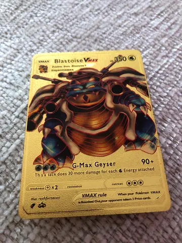 Blastoise VMAX 350 HP – Gold Metallic Fan Art Replica Card