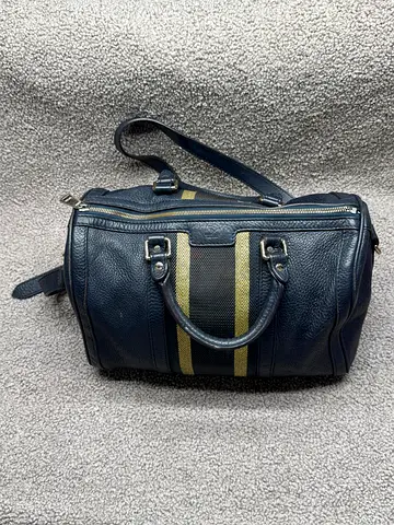 Gucci Navy Leather Weekend Duffel Bag with Shoulder Strap