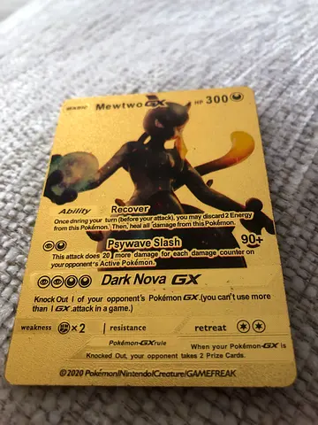 Mewtwo GX 300 HP – Gold Metallic Fan Art Replica Card