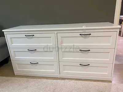 IKEA SONGESAND white six-drawer dresser, 161 × 50 × 81 cm