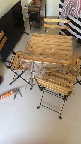 Foldable Wooden Bistro Table and 4 Chairs Set - Compact Patio Furniture