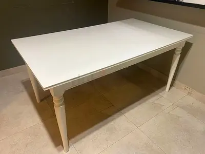 IKEA ROSENTORP white extendable dining table, 155/215 × 87 cm