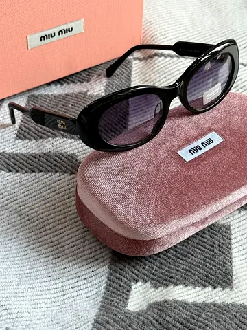 Miu Miu Black Oval Sunglasses with Case - Authentic