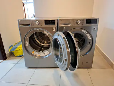 LG Front Load Washer and Dryer Pair - Silver, Good Working Condition