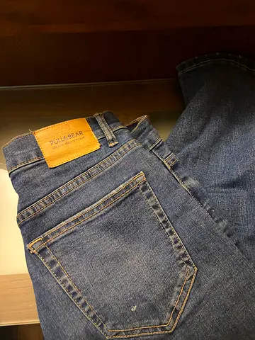 Classic torn ripped pull and bear blue denim jeans - gently used size 27” waist