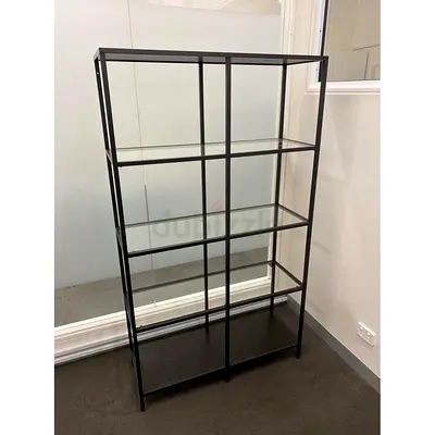Black Metal & Glass Display Shelving Unit
