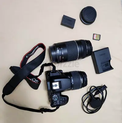 Canon 250 DSLR with 18-55mm and 75-300mm Lenses, Charger, Battery, SD Card and Bag