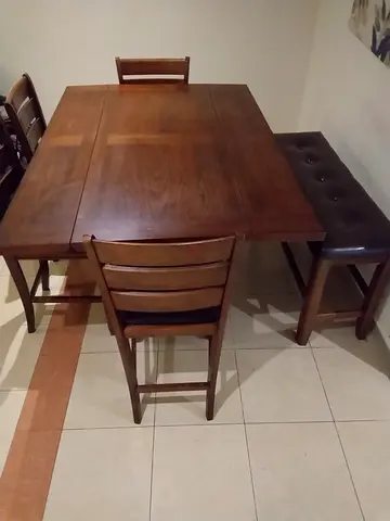 سفرة طعام قابلة للطي + بنش | Drop-Leaf Dining Set