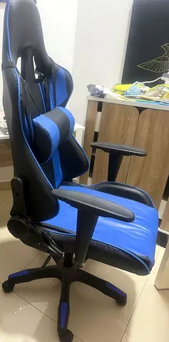 Blue and Black Ergonomic Gaming/Office Chair with Lumbar Pillow