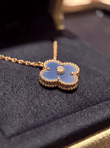 Van Cleef & Arpels 2026 Limited-Edition Vintage Alhambra Holiday Pendant in Blue Grey Sèvres