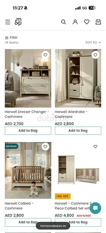 Cot, Cabinet and baby changer