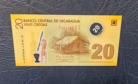 Nicaragua 20 Cordobas Polymer Banknote (Collectible) Uncirculated condition